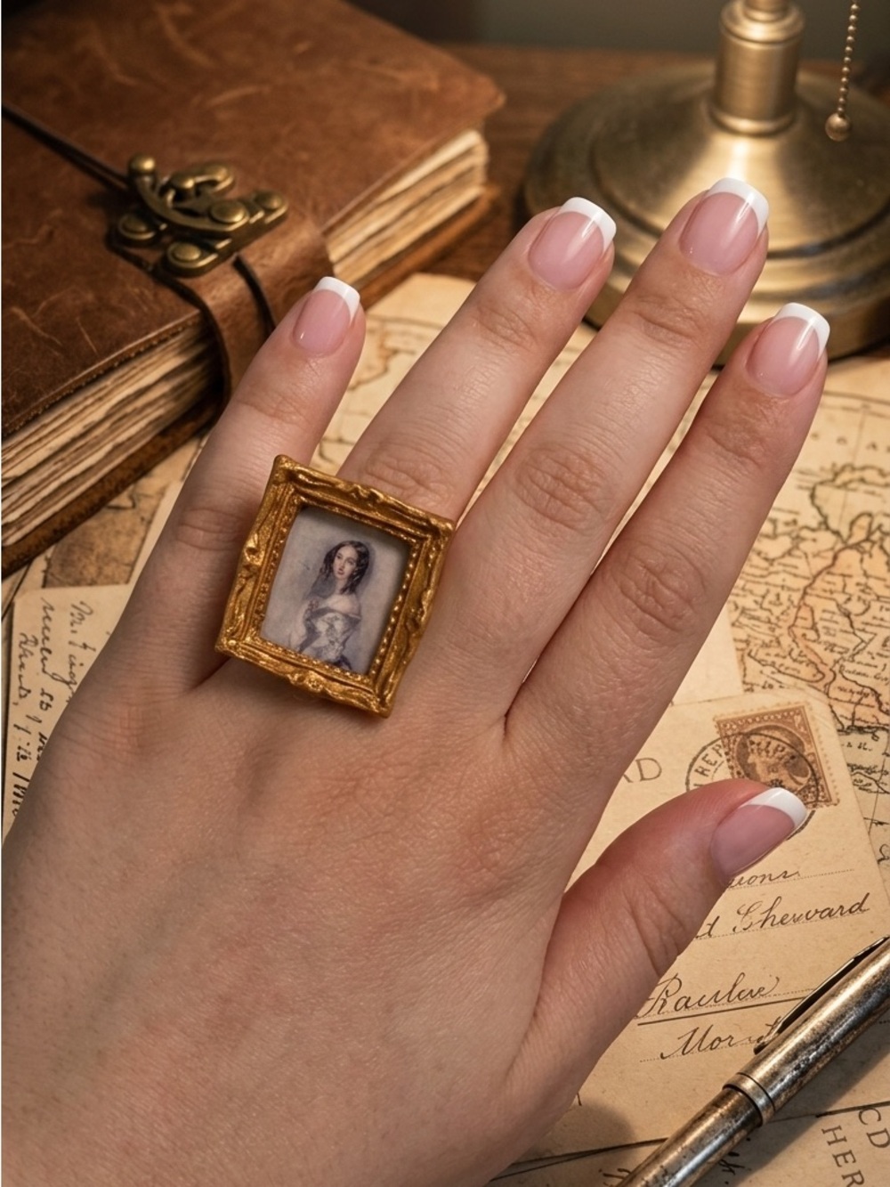 Gold Vintage Portrait - Ada Lovelace - Adjustable Ring